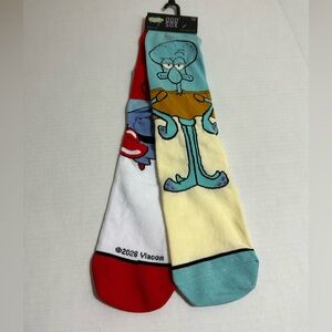 SpongeBob Squidward Crew Socks - Light Blue & Yellow.Odd sox